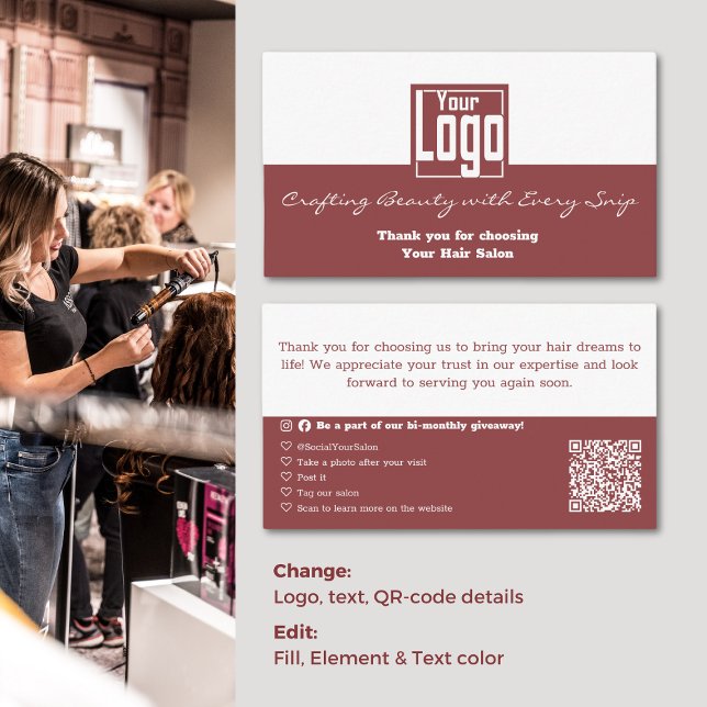 Tack för att du valde vår Hair Salon Visitkort (Thank you for Choosing our Hair Salon Business Card)