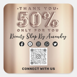 Tack för att du väljer Ro 50%av QR CODE Online Soc Fyrkantigt Klistermärke