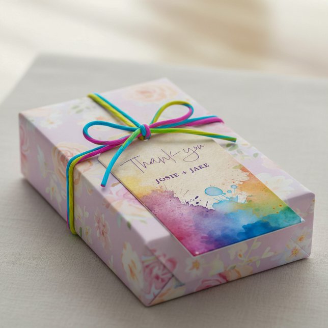 Tack för att du väljer stänk presentetikett (Bright paint splashes thank you favor gift tags)