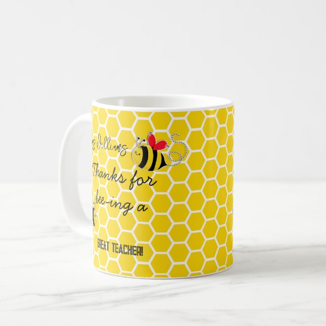 Tack för att du var en bra lärare, gula bin kaffemugg (Framsida vänster)