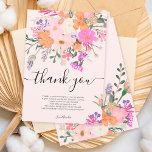 Tack för att du vilder blommor i pastellskabusen<br><div class="desc">Lägg till dina tackkort för anpassningsbarna till baby eller möhippan med den här ursprungliga,  söta vilden land i pastellform,  rosa,  lila,  orange och grönblommor och löv på redigerbar  rosa-.</div>