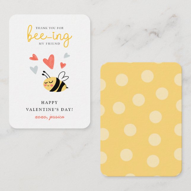 Tack för att ha varit min vän Classroom Valentine Anteckningskort (Fram/baksida)