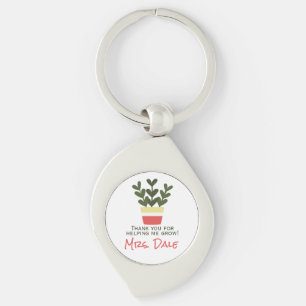 Tack för att hjälpa mig att växa   Lärare  Swirl Silverfärgad Nyckelring