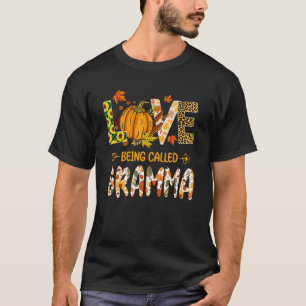 Tack för att kärlek heter Gramma Pumpkin Höst löv T Shirt