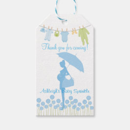 Tack för att komma Blå Silhouette Baby Sprinkle Presentetikett