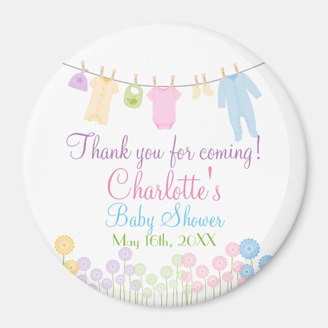 Tack för att komma! Little Clothes Baby Shower Magnet (Framsidan)