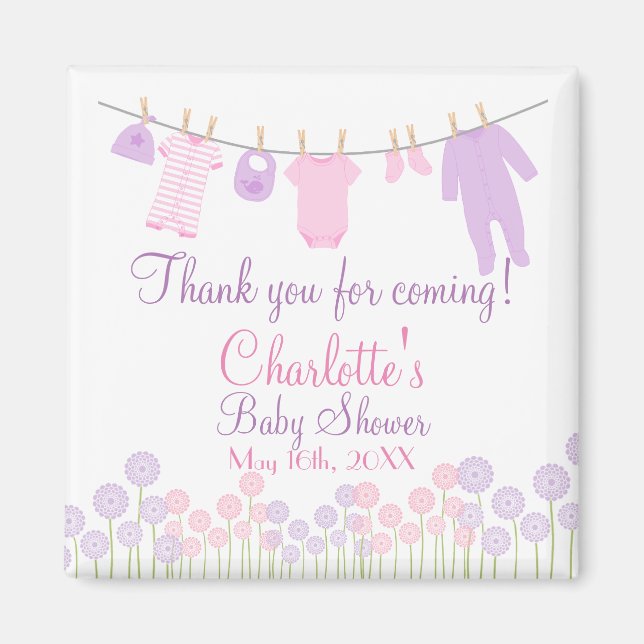 Tack för att komma! Little Clothes Baby Shower Magnet (Framsidan)
