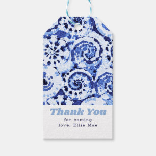 tack för att komma över Tie Dye Blue Shibori Art Presentetikett
