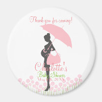 Tack för att komma! Rosa Silhouette Baby Shower