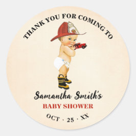 Tack för att komma till Baby Firefighter Baby Show Runt Klistermärke