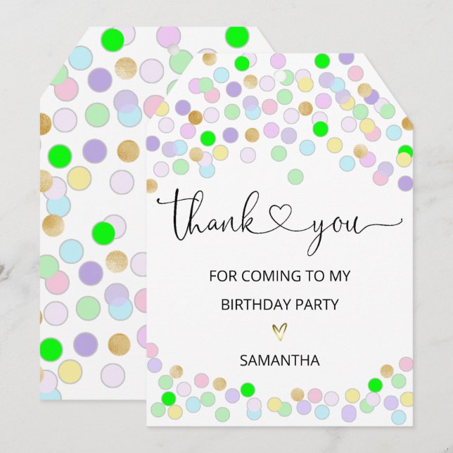 Tack för att komma till min Födelsedagsfest Kort (Fram/baksida)