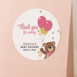 Tack för att komma till Rosa Baby Shower Runt Klistermärke