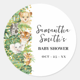 Tack för att komma till Safari Animals Baby Shower Runt Klistermärke