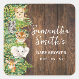 Tack för att komma till Safari Rustic Baby Shower Fyrkantigt Klistermärke