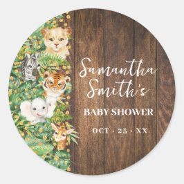 Tack för att komma till Safari Rustic Baby Shower Runt Klistermärke