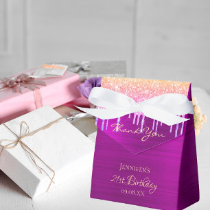 Tack för att lila rosa glitter droppar i presentaskar