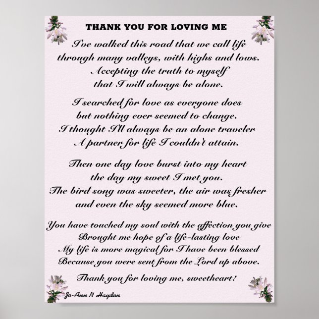 TACK FÖR ATT LOVA MIG POSTER (Framsidan)