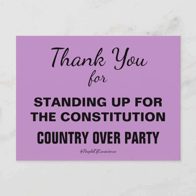 Tack för att ni står upp för konstitutionen vykort (Framsida)