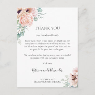 Tack för att ta emot Rosa Blommigt-bröllop Vykort
