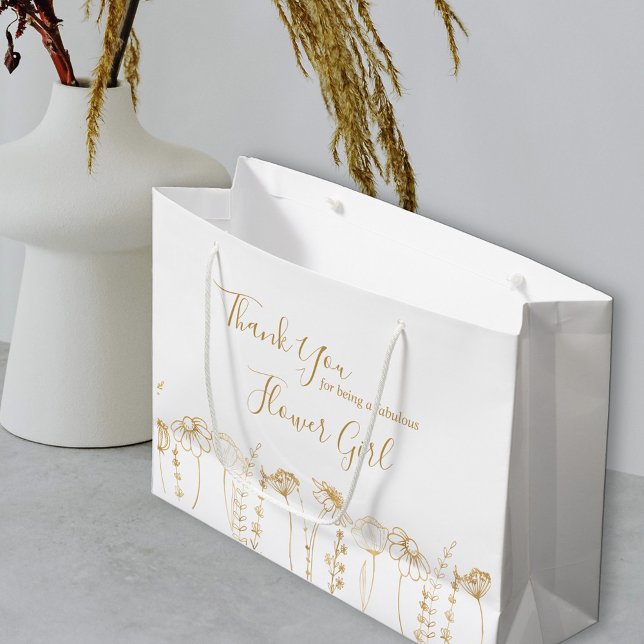 Tack för att vara en fantastisk Wildblomsketch (Flower Girl Gift Bag in White & Gold, from my Wildflower Sketch collection)