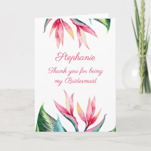 Tack för att vara min bridesmaid Bird of Paradise Kort