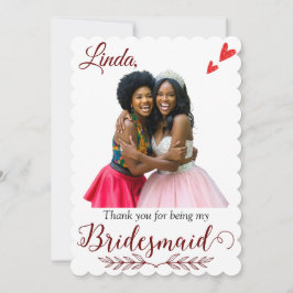 Tack för att vara min Bridesmaid Frieri Kort