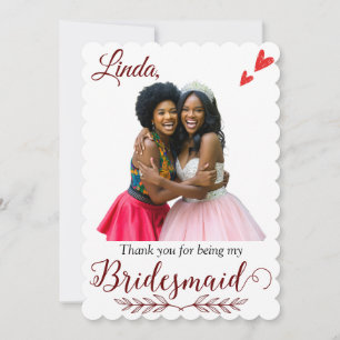 Tack för att vara min Bridesmaid Frieri Kort