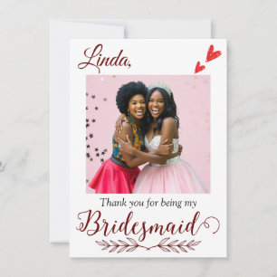 Tack för att vara min Bridesmaid Frieri Kort