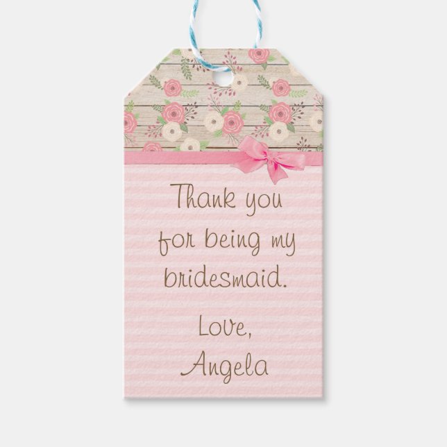 Tack för att vara min Bridesmaid Gift-Märkre Presentetikett (Framsidan)