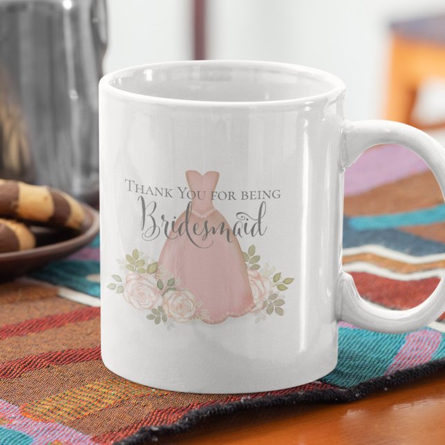 Tack för att vara min Bridesmaid  Watercolor Kaffemugg (Skapare uppladdad)