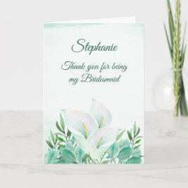 Tack för att vara min Bridesmaid White Calla Lily Kort
