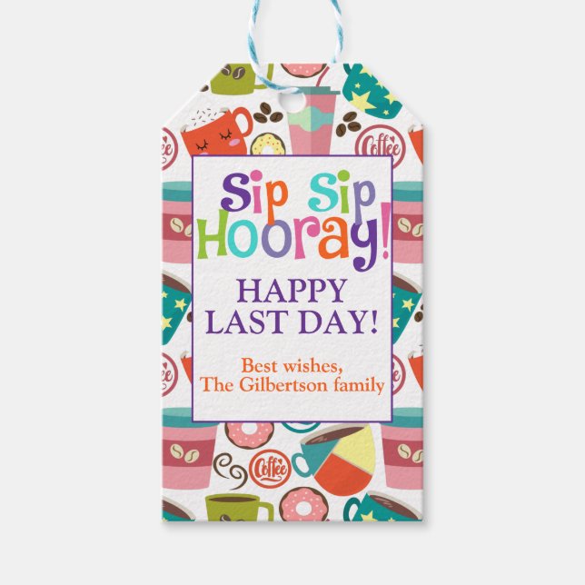 Tack för avskrivningskaffe presentetikett (Framsidan)