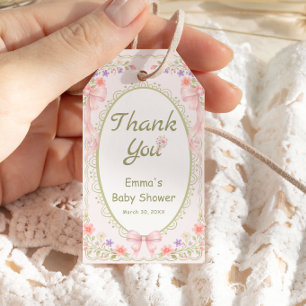 Tack för baby i blomman vildblomma baby shower presentetikett