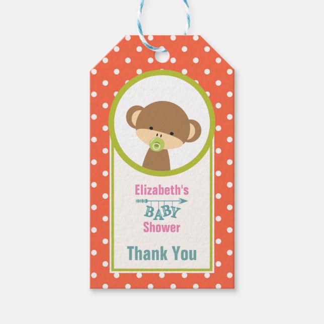 Tack för baby med Nappar på Polka dots Presentetikett (Framsidan)