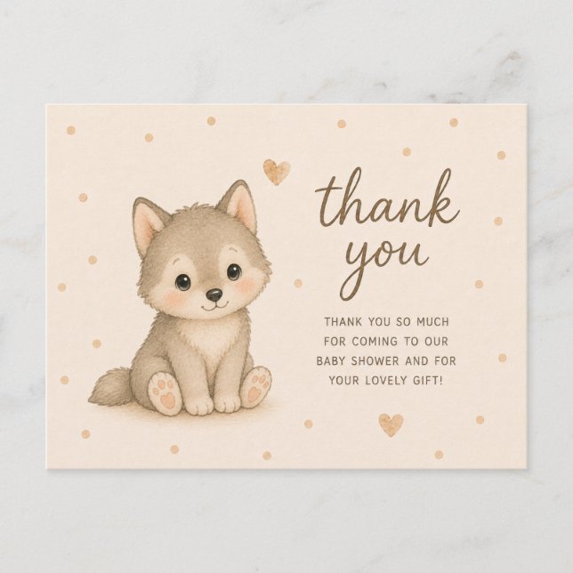 Tack för baby shower för Baby Wolf Vykort (Framsida)
