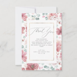Tack för Baby Shower för Blommigt för Rosa i skrip Kort