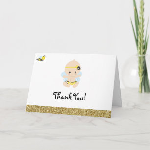 Tack för baby shower för flicka för bi för kort