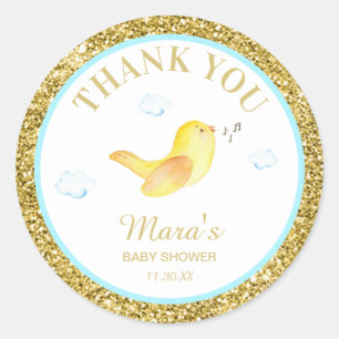 Tack för baby shower för glitter för *~*gultpip runt klistermärke