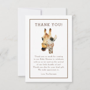 Tack för baby shower för Safarivattenfärggiraff Kort