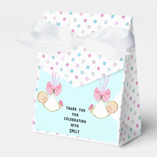Tack för baby shower för tvillingflickor presentaskar (Framsidan Sidan)