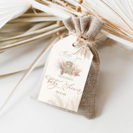 Tack för baby shower i björnens pampas-stil presentetikett