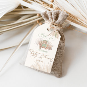 Tack för baby shower i björnens pampas-stil presentetikett