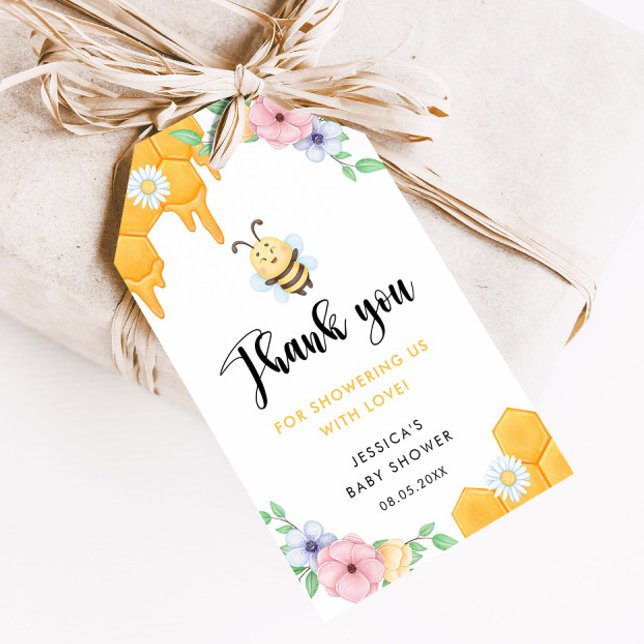 Tack för baby shower med bin presentetikett (Skapare uppladdad)