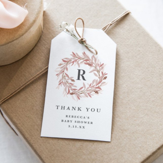 Tack för baby shower med monogram presentetikett (Skapare uppladdad)