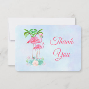 Tack för baby shower med Rosa Flamingo & Palmträd Inbjudningar