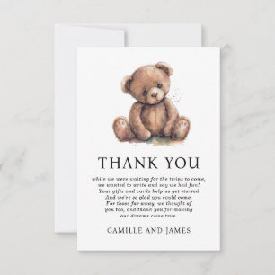 Tack för Baby Shower Nalle Woodland Kort