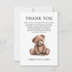 Tack för Baby Shower Nalle Woodland Kort