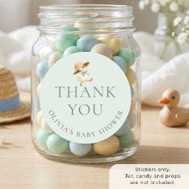 Tack För Baby Shower Silly Goose Sage Runt Klistermärke