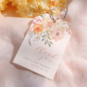Tack för Baby Shower - vårblommor slår ut flicka Presentetikett