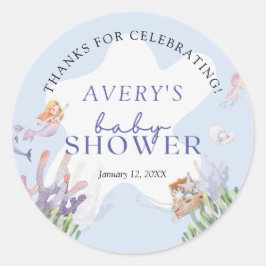 Tack för babyåda i Illustrerad Sjöjungfru Runt Klistermärke